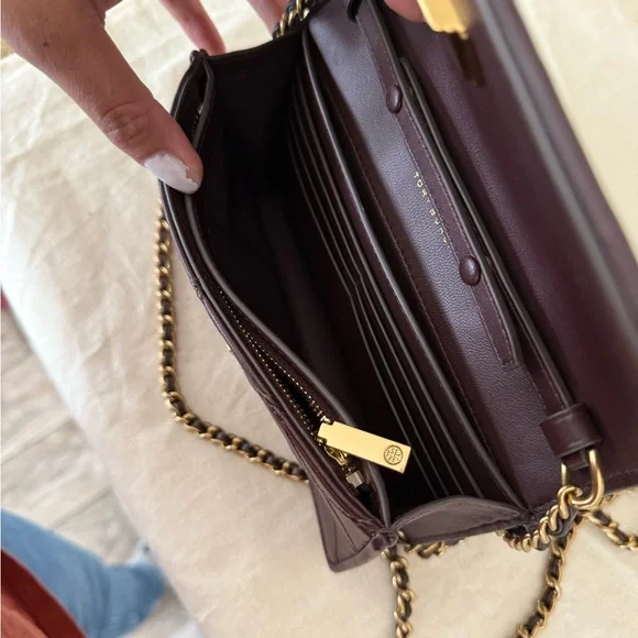 448! New TORY BURCHFLEMING SOFT CHAIN WALLET Color ALBAROSSA - Picture 10 of 12